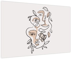 Obraz - Line art tváre (90x60 cm)