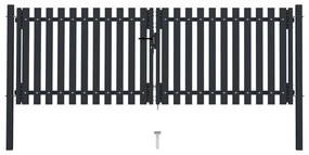 Dvojkrídlová plotová brána, oceľ 306x125 cm, antracitová 146350