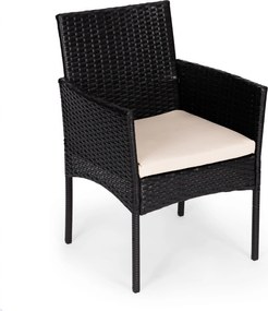 Technorattanový záhradný nábytok set 2 stoličky stôl čierny MultiGarden