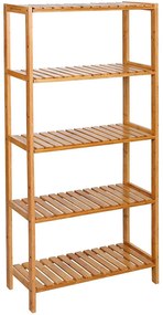 Bambusový regál do kúpeľne s 5 policami, prírodná farba