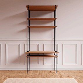 Regál s písacím stolom DECO s 5 policami, 185x85x35/52,5 cm