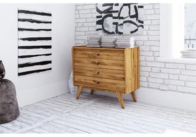 Nízka komoda z dubového dreva 100x90 cm Retro - The Beds