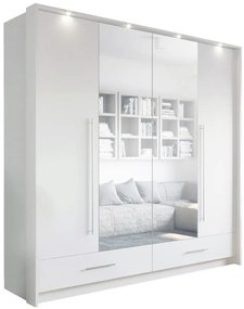 Skriňa Toledo 209 cm biela/zrkadlo