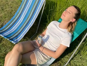 Súprava 2 ks skladacích plážových ležadiel SAND, zelené pruhy