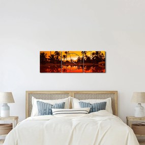 Obraz - Západ slnka nad rezortom (s hodinami) (90x30 cm)