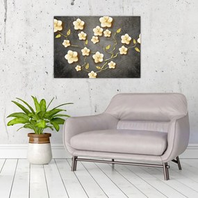 Obraz - Zlatý ker v čiernom pozadí (70x50 cm)