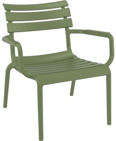 PARIS záhradné lounge kreslo s podrúčkami olive green