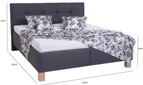 Čalúnená posteľ s matracom a úložným priestorom MARIA 180x200 cm sivá