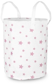 Detský úložný kôš, bielo-ružový, hviezdičky, 35 x 60 cm | Nukido