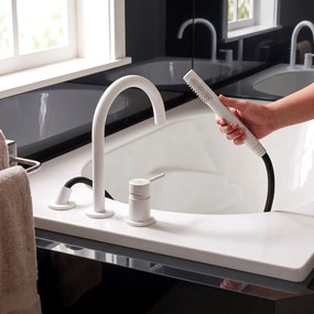 Rea Lungo, 3-otvorová vaňová batéria s ručnou sprchou, 275 mm, biela, REA-B2261