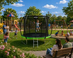 TRENDIE Trampolína s vnútornou sieťou 252 cm zelená + rebrík