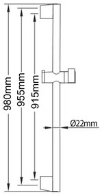 Sapho Sapho, AMY sprchová súprava s posuvným držiakom 980mm, hadica 1500mm, chróm, 1202-20