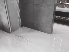 Mexen Velar, sprchová zástena s posuvnými dverami Walk-in 100 x 200 cm, 8mm sklo námraza, chrómová, 871-100-000-33-01