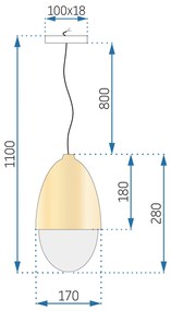 Toolight - závená lampa E27 60W APP952-1CP, hnedá-biela, OSW-04035