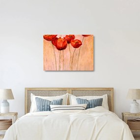 Sklenený obraz - Červené tulipány (70x50 cm)
