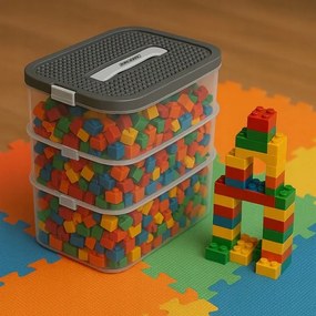 Kruzzel 25757 Úložný box na stavebnici, 22 l, 3 patra