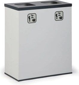 Kôš na triedený odpad, stojan na odpadkové vrecia, sivá/tmavo sivá, 2x 50 l