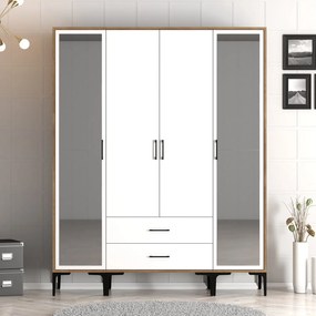 Šatníková skriňa Kiara RTR (orech + biela). Akcia -10%. Vlastná spoľahlivá doprava až k Vám domov. 1088537