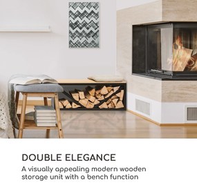 Blumfeldt Kindlewood L Black, stojan na drevo, lavička, 104 × 40 × 35 cm, bambus, zinok