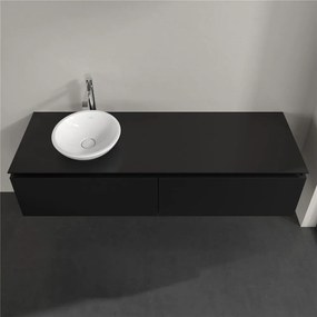 VILLEROY &amp; BOCH Legato závesná skrinka pod umývadlo na dosku (umývadlo vľavo), 2 zásuvky, 1600 x 500 x 380 mm, Black Matt Lacquer, B59500PD
