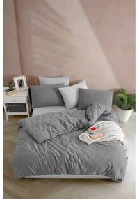 Antracitové obliečky na jednolôžko 140x200 cm Yarn Dyed – Mijolnir