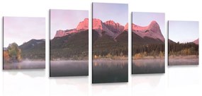 5-dielny obraz západ slnka nad Dolomitmi
