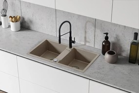 Kuchinox Rab, 2-komorový granitový drez 800x440x186 mm, béžová, LAV-SBF_420Y