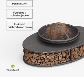Blumfeldt Firebowl Ebeko 3 v 1, možno použiť ako gril alebo stôl, grilovací rošt + ochrana proti iskrám