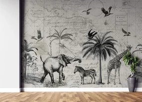 Gario Fototapeta Vintage mapa a savana - Andrea Haase Materiál: Vliesová, Rozmery: 100 x 70 cm