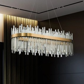 Toolight Toolight, LED krištáľové svietidlo 80x35 cm, APP1513-CP80, zlatá matná, OSW-03260