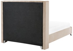 Zamatová posteľ béžová 180 x 200 cm LUBBON Beliani