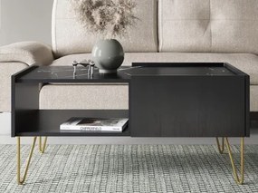 Konferenčný stolík so zásuvkami Harmony, čierny/čierny mramor%