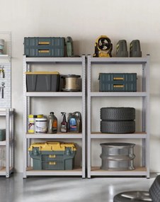 Súprava 2 ks oceľových nastaviteľných políc s vysokou nosnosťou, 160x80x40, sivé