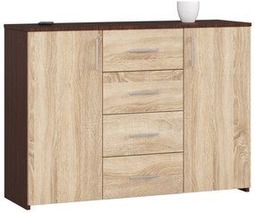 Komoda Katsav (wenge + dub sonoma). Vlastná spoľahlivá doprava až k Vám domov. 1117173