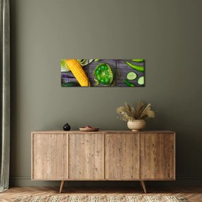 Obraz so zeleninou (s hodinami) (90x30 cm)