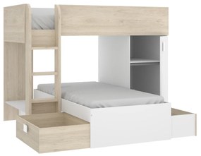 Poschodová posteľ Move white, oak - dva spôsoby zostavenia