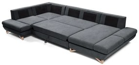 Rozkladacia rohová čalúnená sedacia súprava s úložným priestorom v tvare U AVESTA antracit