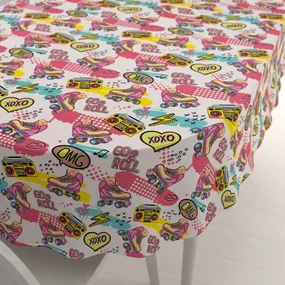 Biante Detský bavlnený oválny obrus Sandra SA-604 Ružový retro štýl 140x220 cm
