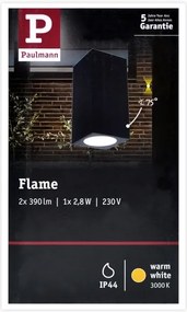 Paulmann 94328 - 2xLED/2,8W IP44 Vonkajšie nástenné svietidlo FLAME 230V antracit