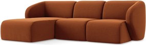 Zamatová rohová pohovka v terakotovej farbe (ľavý roh/s leňoškou) Lani – Makamii
