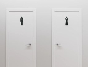 drevko Nálepka toalety - označenie WC pánske/dámske Rozmer obrazu: 11 x 3 cm, Farba dekorácie: Čierna