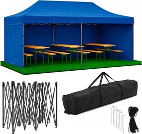 SPRINGOS Nožnicový záhradný stan 3×6 m – modrý, obchodný pavilón na podujatia GP0007