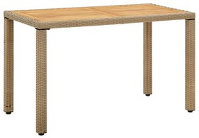 Záhradný stôl béžový 123x60x74 cm polyratan a masívna akácia 316797