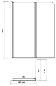 Cersanit Easy New, 2-krídlová vaňová zástena 115(dĺžka) x 140(výška) cm, číre sklo, chrómový profil, S301-290