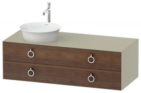 DURAVIT White Tulip závesná skrinka pod umývadlo na dosku vľavo, 2 zásuvky, 1300 x 550 x 408 mm, americký orech masív/taupe vysoký lesk, WT4992L77H3