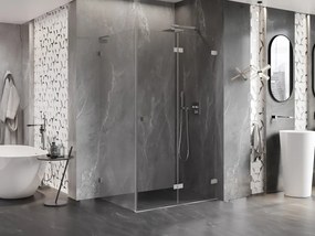 Mexen Lunar-F L, 1-krídlový sprchový kút so skladacími dverami, pravý, 85 x 80 cm, 8mm číre sklo, brúsená oceľ profil, 836L-085-080-97-00-P