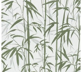 Vliesová tapeta bambus zeleno-biela 10,05x0,53 m