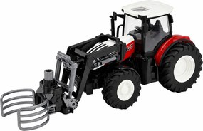 LEAN Toys Poľnohospodársky traktor s držiakom na balíky, diaľkovo ovládaný RC, červený, mierka 1:24