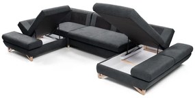 Rozkladacia rohová čalúnená sedacia súprava s úložným priestorom v tvare U AVESTA antracit