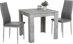 Jedálenský set (3 diely) Duo, šedý betón/sivá ekokoža%